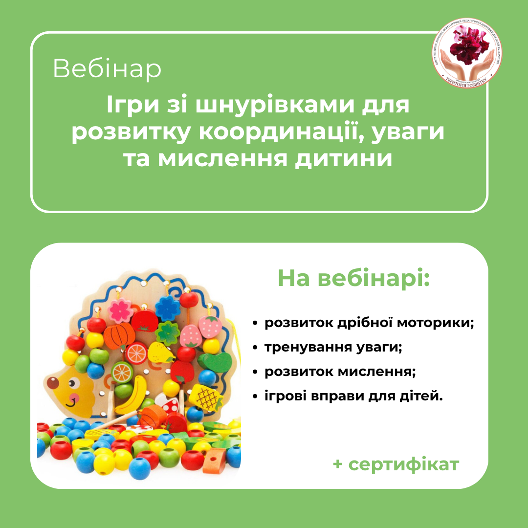 Ігри зі шнурівками для розвитку координації, уваги та мислення дитини